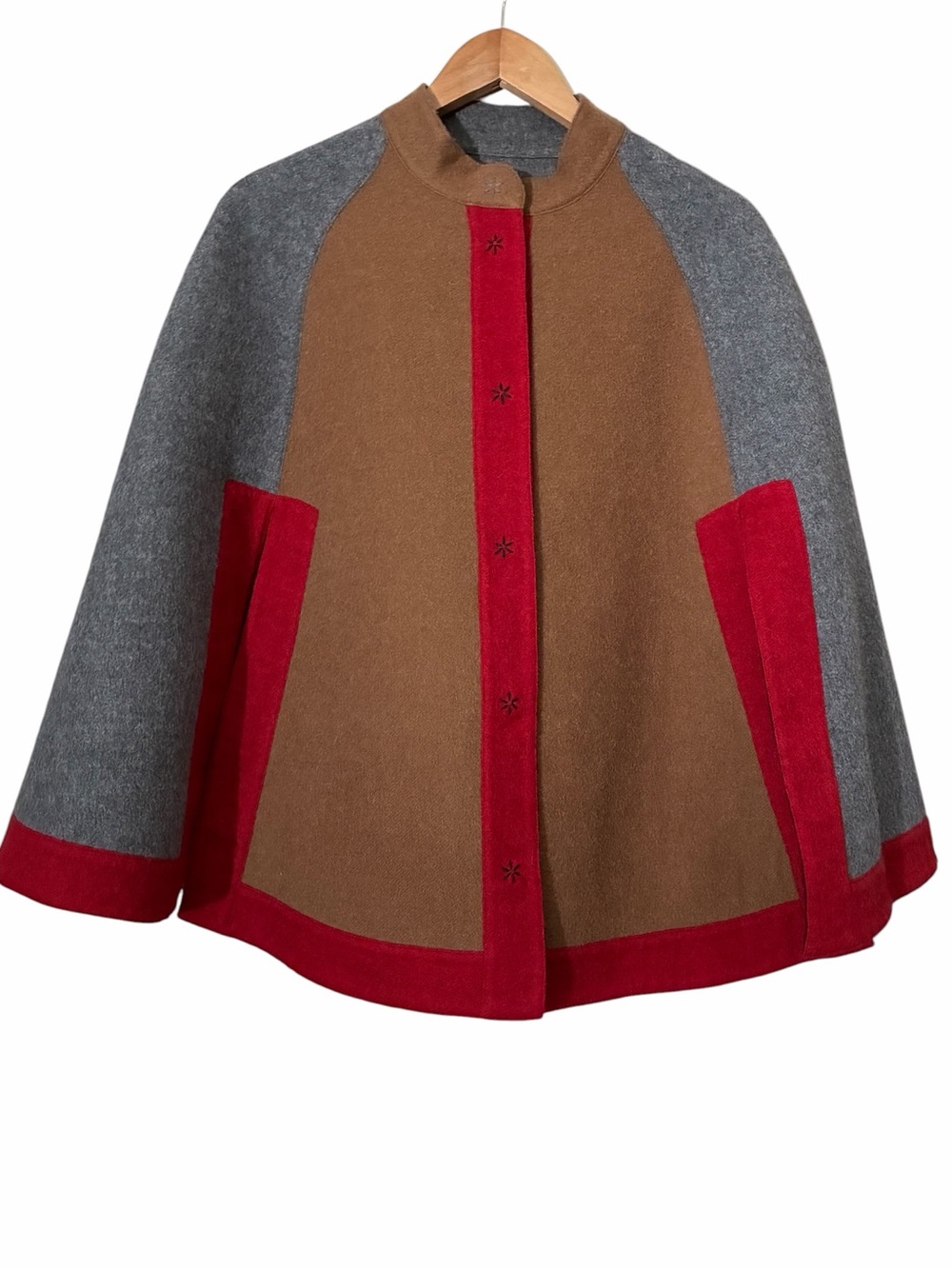 Sol Alpaca Color-Blocked Reversible Wool & Baby Alpaca Cape